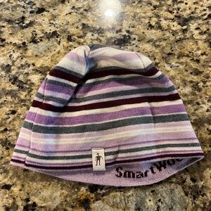 Smartwool Kids Purple and Gray Striped Hat